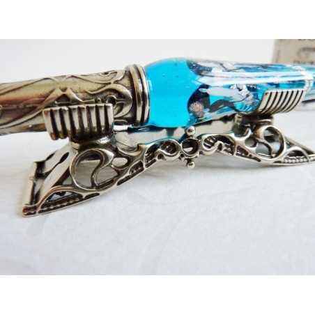 Silver Leaf Glass Calligraphy Pen Set With Pen Rest