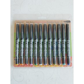12 Assorted Farbe Italic Marker Pens - Fein