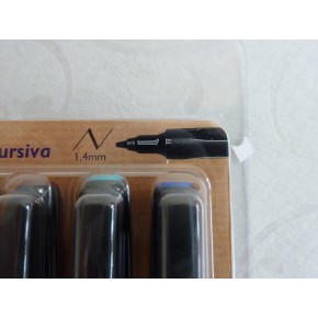 12 Assorted Colour Italic Marker Pens - Fine
