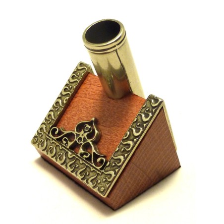 Portapenne in legno e alpaca