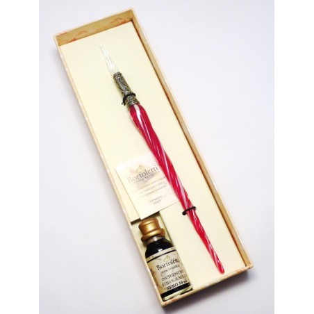 Penna calligrafica in vetro ritorto e pennino in vetro