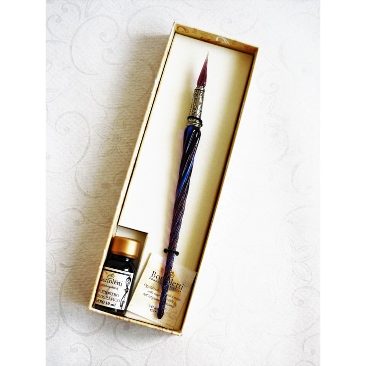 Twisted Glass Calligraphy Pen with Glass Nib