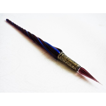 Penna calligrafica in vetro ritorto e pennino in vetro