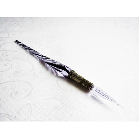 Stylo calligraphie en verre torsadé et plume en verre