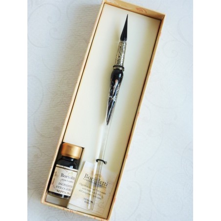 Silver leaf glass pen with glass nib