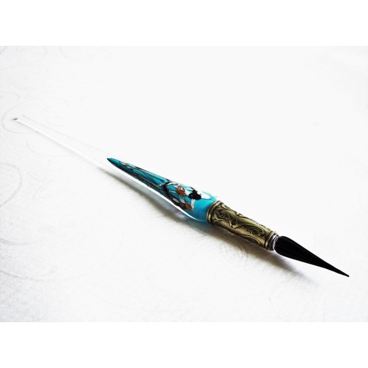 Argent stylo verre de feuilles avec pointe de verre Argent stylo verre de feuilles avec pointe de verre