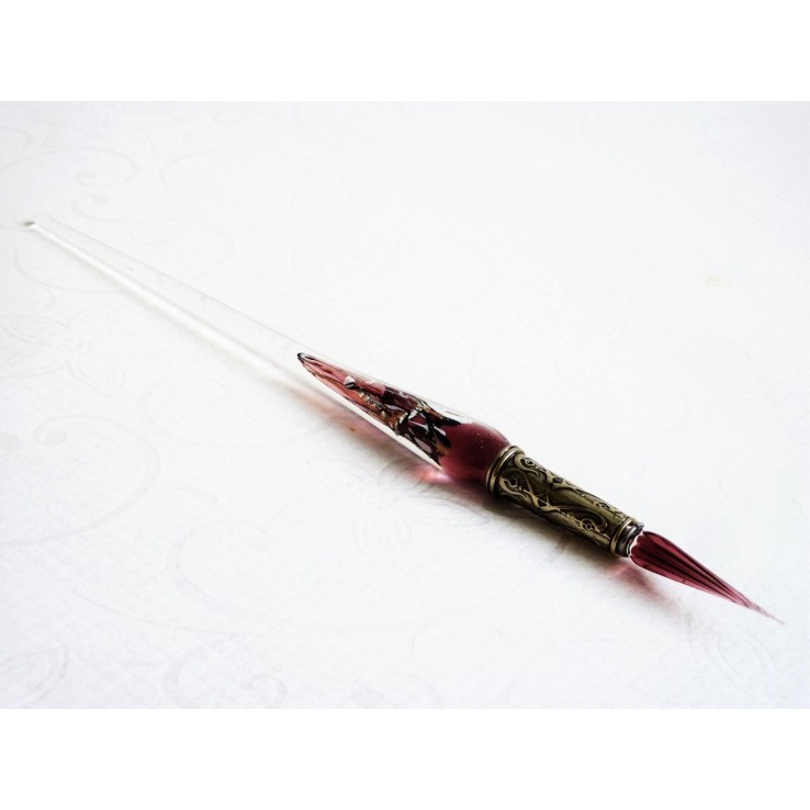 Argent stylo verre de feuilles avec pointe de verre Argent stylo verre de feuilles avec pointe de verre