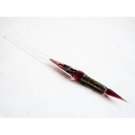 Pluma de plata cristal hoja con punta de vidrio