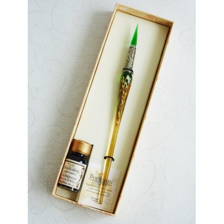 Bladgoud glas pen met glas penpunt