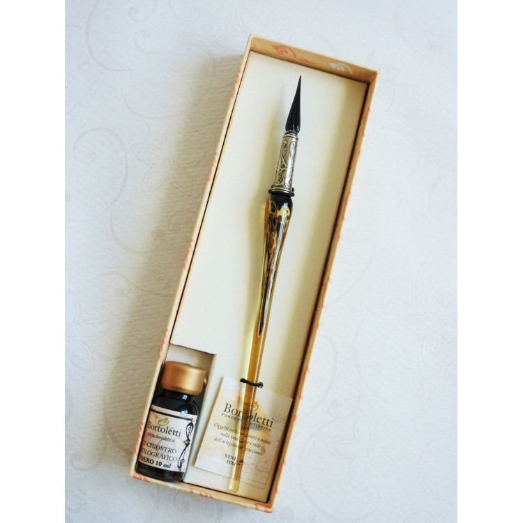 Gold leaf glass pen with glass nib