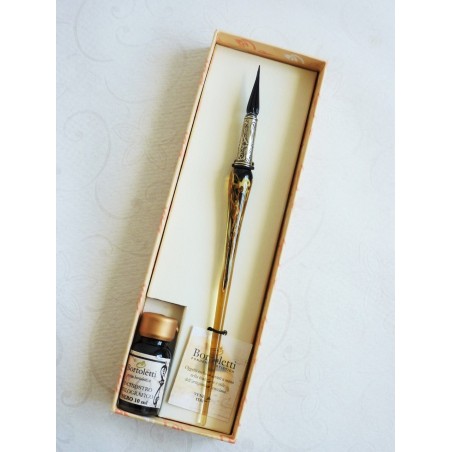 Bladguld glas pen med glas nib