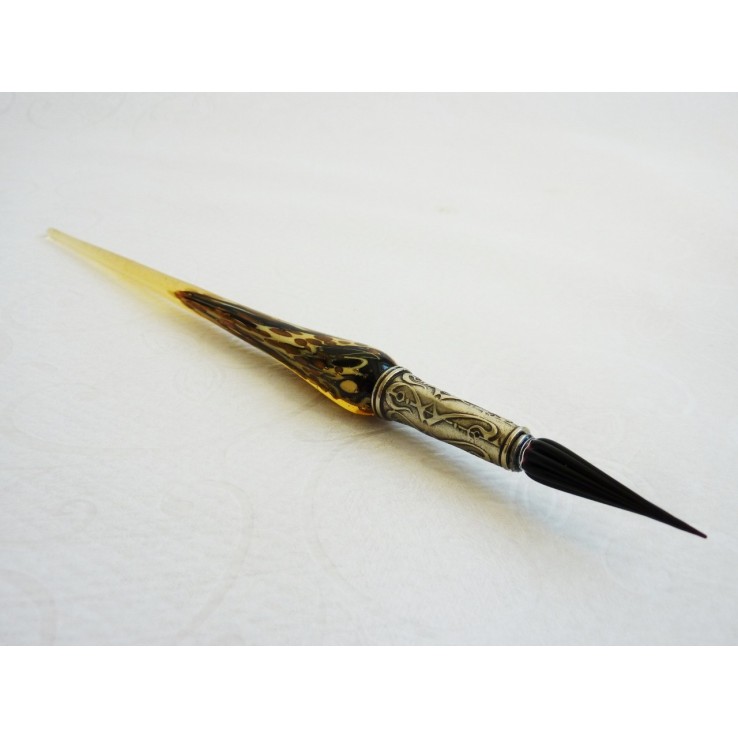 Bladgoud glas pen met glas penpunt Bladgoud glas pen met glas penpunt