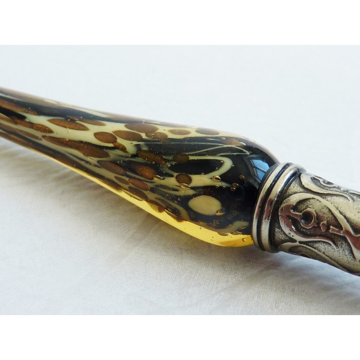 Bladgoud glas pen met glas penpunt Bladgoud glas pen met glas penpunt