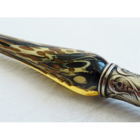 Or stylo verre de feuilles avec pointe de verre