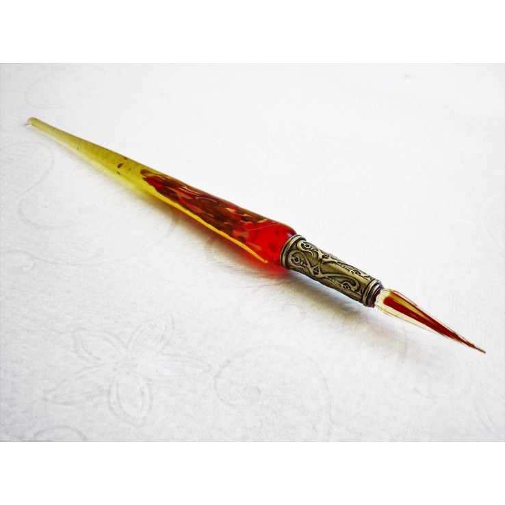 Bladgoud glas pen met glas penpunt Bladgoud glas pen met glas penpunt