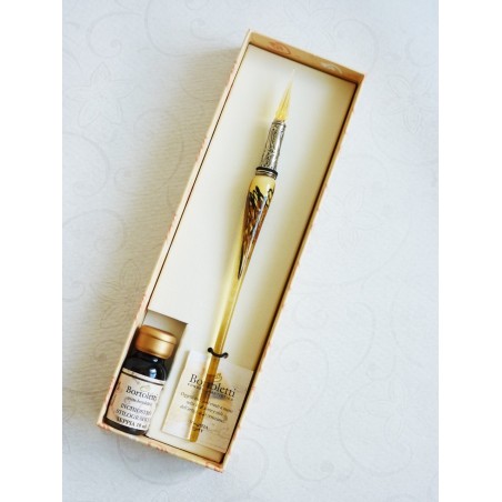 Blattgold Glashalter mit Glasfeder