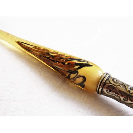 Oro pluma vidrio hoja con punta de vidrio