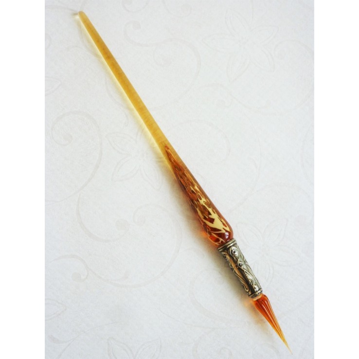 Bladgoud glas pen met glas penpunt Bladgoud glas pen met glas penpunt