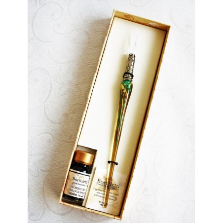 Oro pluma vidrio hoja con punta de vidrio