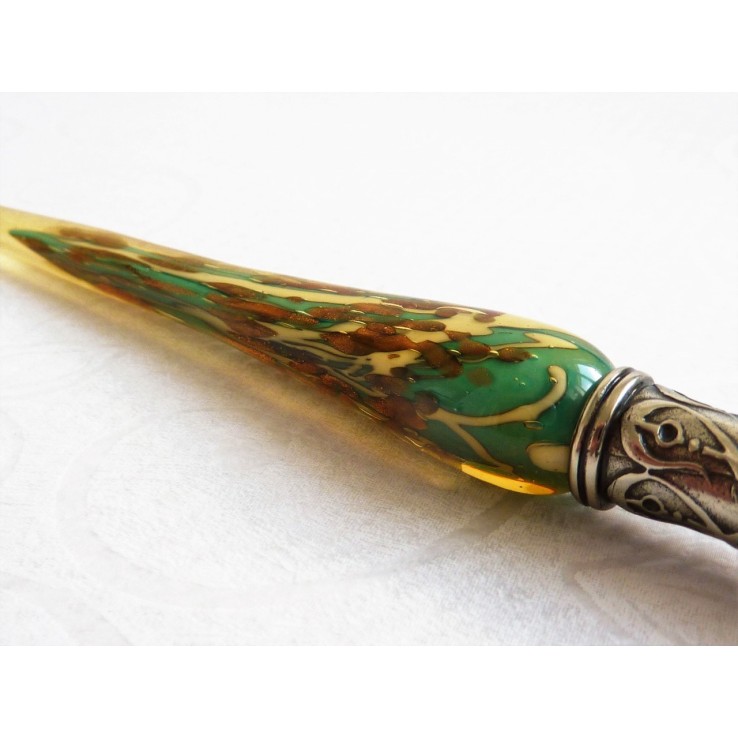 Bladgoud glas pen met glas penpunt Bladgoud glas pen met glas penpunt