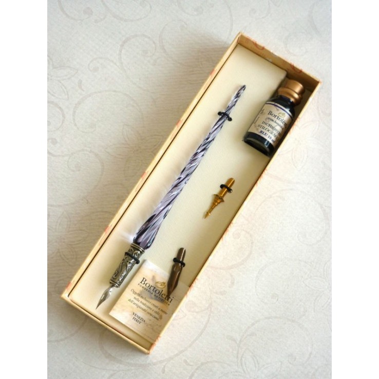 Glas kalligrafie pen en inkt - gedraaide glas Glas kalligrafie pen en inkt - gedraaide glas