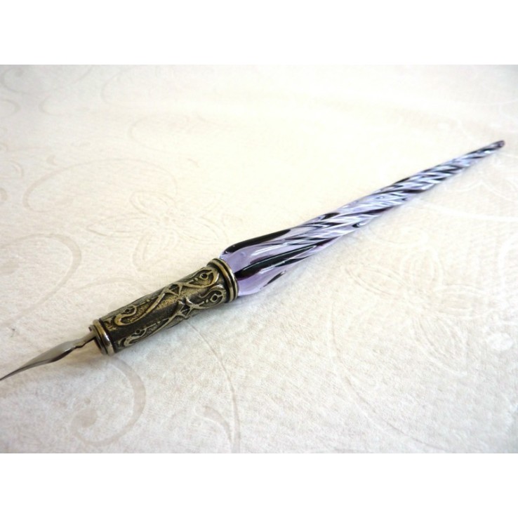 Glas kalligrafie pen en inkt - gedraaide glas Glas kalligrafie pen en inkt - gedraaide glas