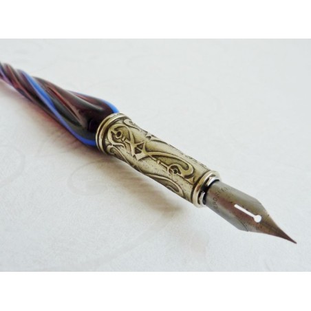 Glas kalligrafie pen en inkt - gedraaide glas