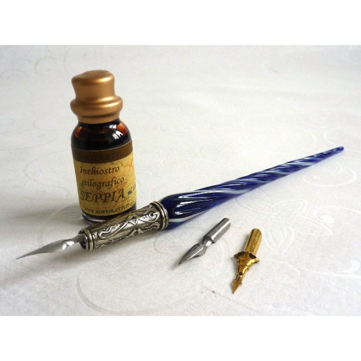 Glass Calligraphy Pen & Ink - Twisted Glass Glass Calligraphy Pen & Ink - Twisted Glass