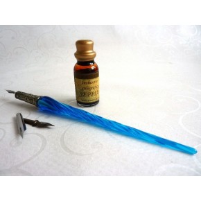 Glass Calligraphy Pen & Ink - Twisted Glass