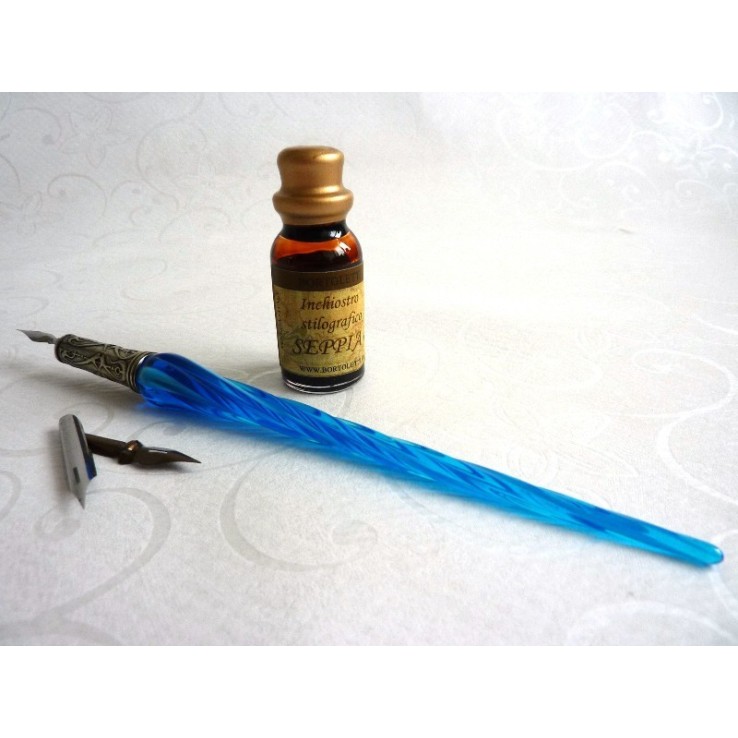 Glas kalligrafie pen en inkt - gedraaide glas Glas kalligrafie pen en inkt - gedraaide glas