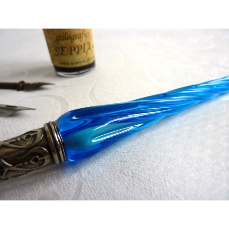 Glas kalligrafie pen en inkt - gedraaide glas Glas kalligrafie pen en inkt - gedraaide glas