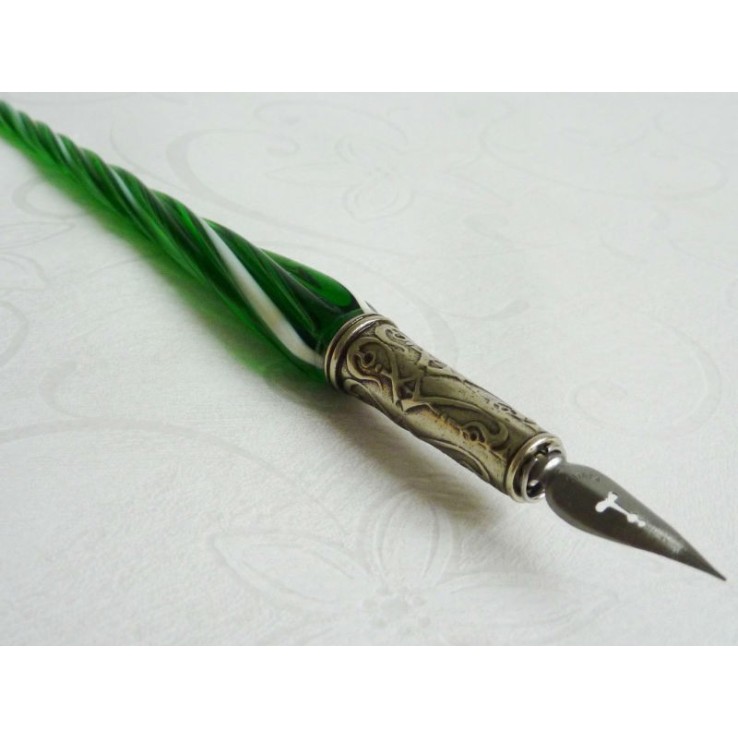 Glas kalligrafie pen en inkt - gedraaide glas Glas kalligrafie pen en inkt - gedraaide glas