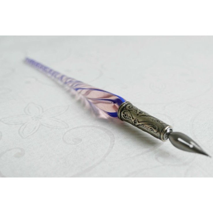 Glas kalligrafie pen en inkt - gedraaide glas Glas kalligrafie pen en inkt - gedraaide glas