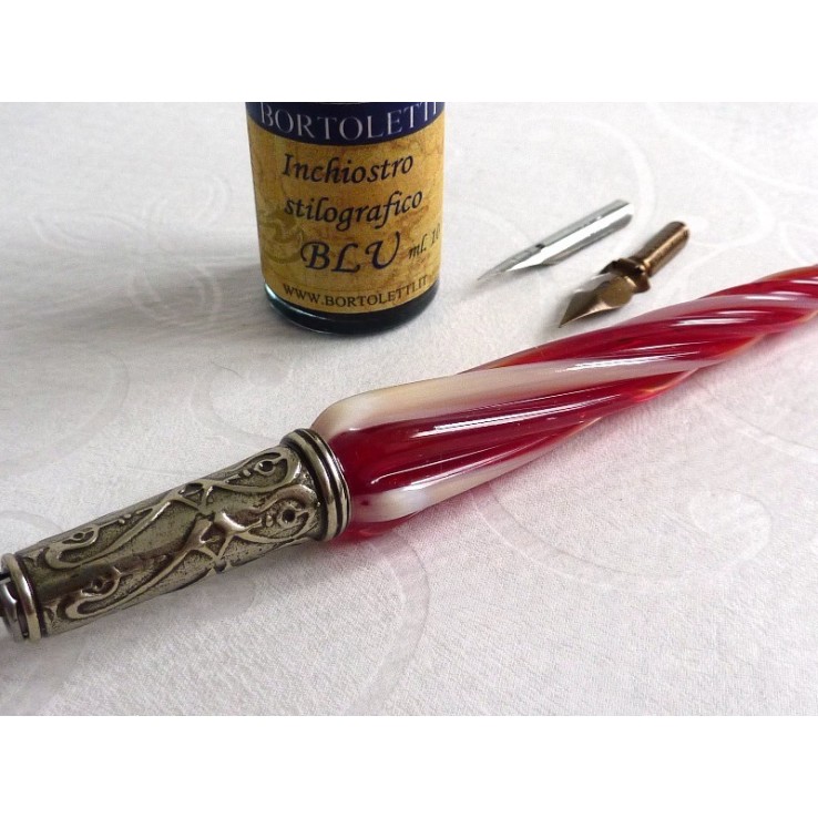 Glas kalligrafie pen en inkt - gedraaide glas Glas kalligrafie pen en inkt - gedraaide glas