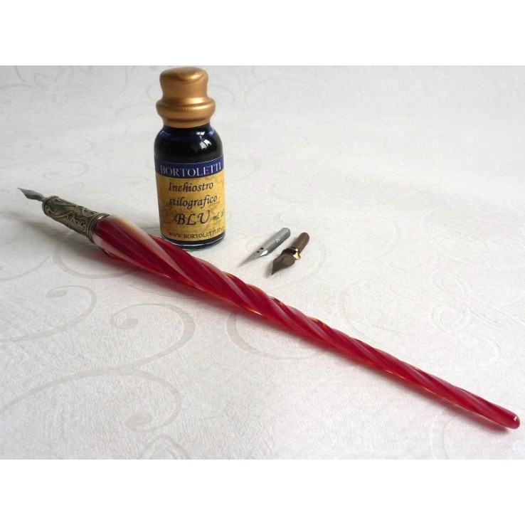 Glas kalligrafie pen en inkt - gedraaide glas Glas kalligrafie pen en inkt - gedraaide glas