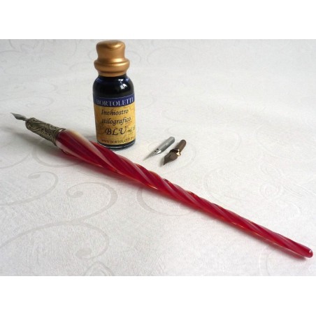 Glass Calligraphy Pen & Ink - Twisted Glass
