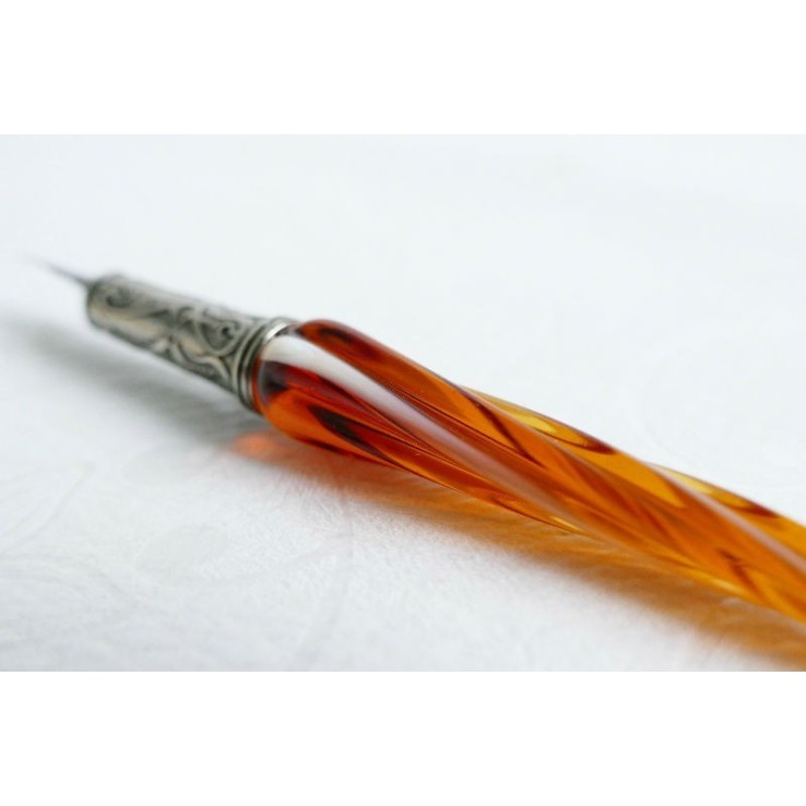 Glas kalligrafie pen en inkt - gedraaide glas Glas kalligrafie pen en inkt - gedraaide glas