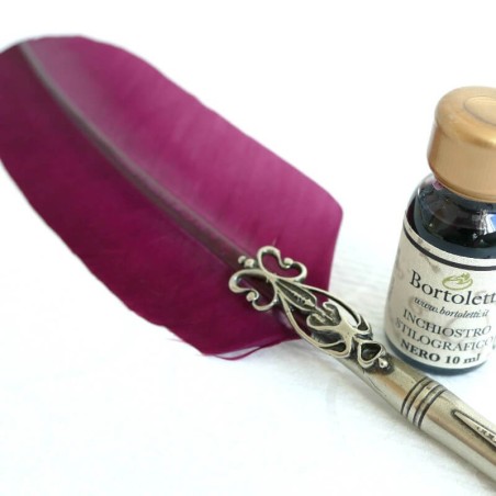 Gansfederstift, zwei Spitzen und Tinte