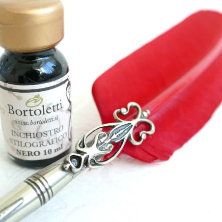 Bortoletti Klassieke rode veer dip pen detail