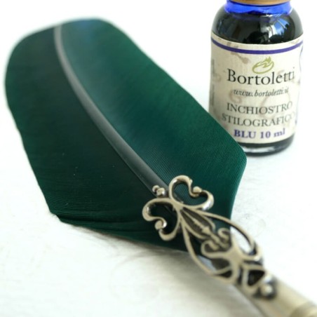 Gansfederstift, zwei Spitzen und Tinte