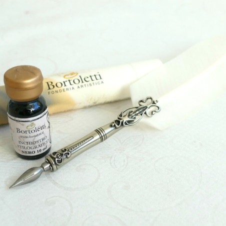 Bortoletti Klassieke ivoorveer dip pen set80 met 2 penpjes en inkt