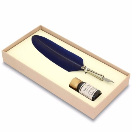 Feather quill pen and ink