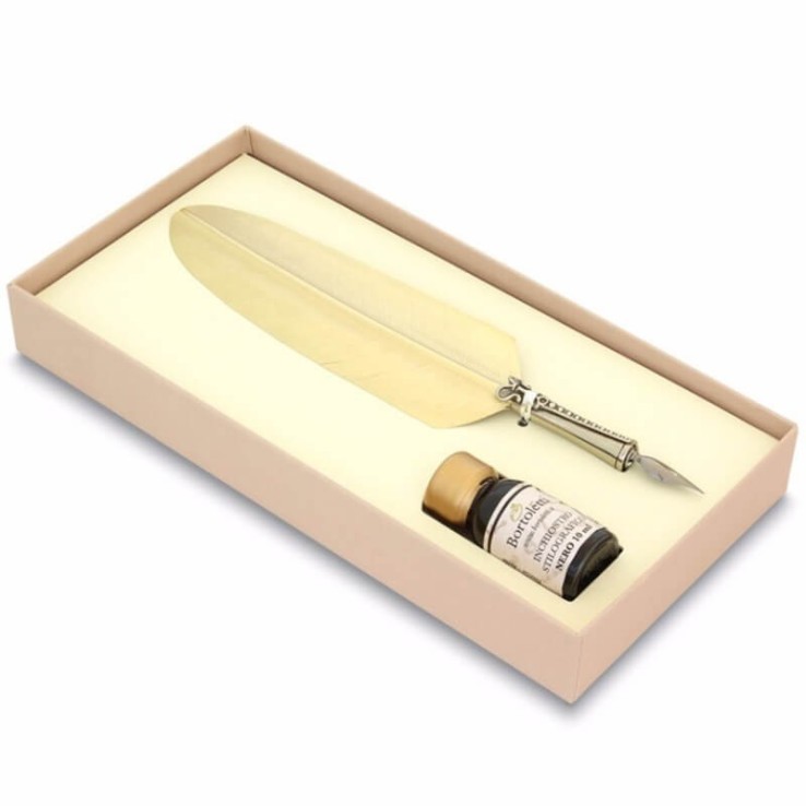 Bortoletti Classico Gold Feather Quill Pen en Ink Set83