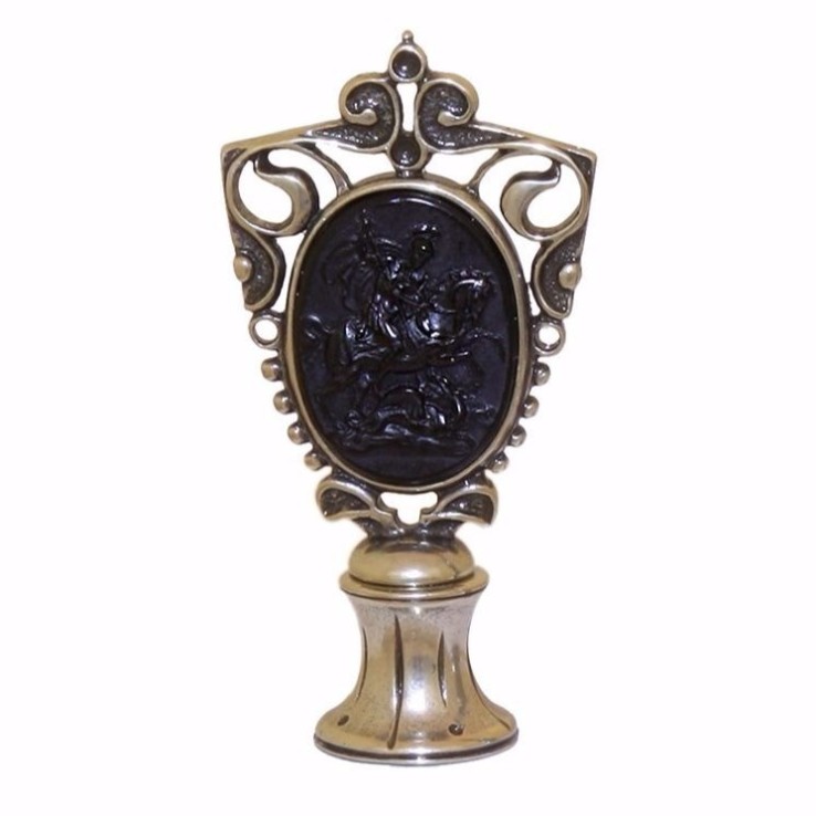 Svart Saint George Murano glas vaxtätning av Bortoletti