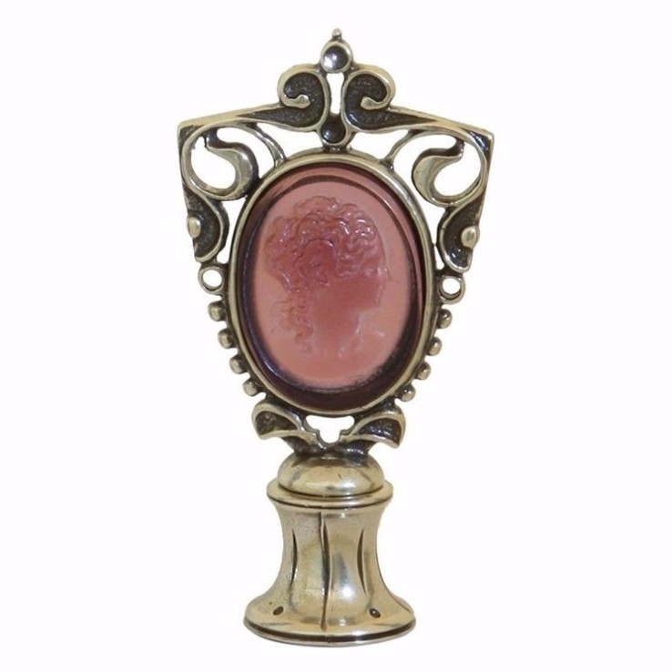 Amethyst Cameo Murano Glass Wax Seal med kvinnans ansikte av Bortoletti