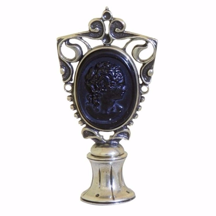 Black Cameo Murano Glass Wax Seal met Woman's Face door Bortoletti