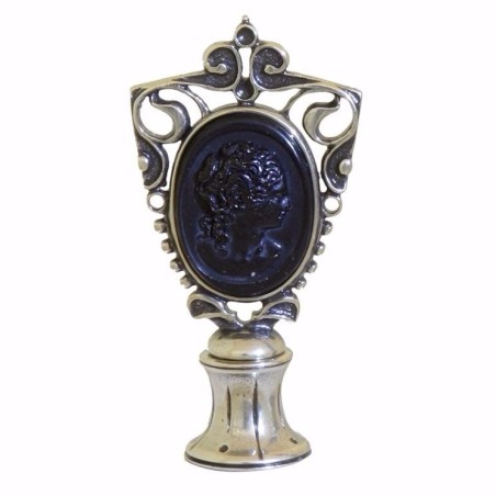 Black Cameo Murano Glass Wax Seal met Woman's Face door Bortoletti