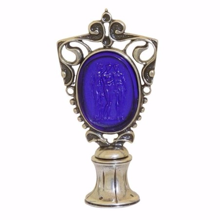 Blue Trois Grasses Sceau de la cire de verre de Murano par Bortoletti