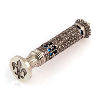 Bortoletti Corona Wax Seal Stamp Handle met blauw glas 2