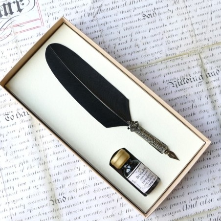 Bortoletti Ca 'd'oro zwarte veren quill pen en inkt set